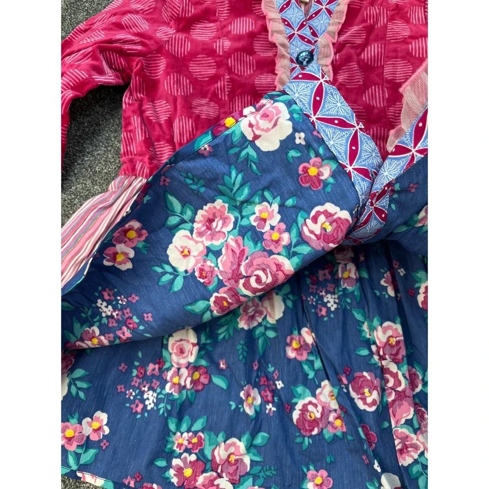 Wildflowers Matilda Jane Mixed Print Velvet Floral Tiered Tunic Dress Girls 10